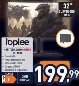 Unieuro ipplee MONITOR CURVO GAMING 32" QHD offerta