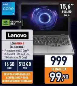 Unieuro Lenovo LOQ GAMING (83JE0OBTIX) offerta