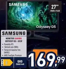 Unieuro Samsung MONITOR GAMING ODYSSEY G5-653F offerta