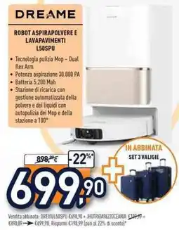 Unieuro Dreame robot aspirapolvere e lavapavimenti L50SPU offerta