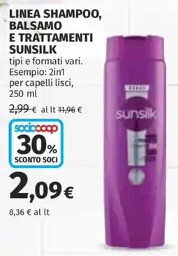 Ipercoop Linea shampoo, balsamo e trattamenti Sunsilk offerta