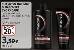 Ipercoop Shampoo, balsamo o maschere Syoss Care offerta