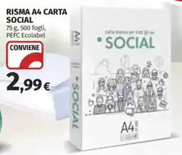Ipercoop Risma A4 carta Social offerta