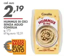 Italmark Hummus di ceci senza aglio consilia offerta