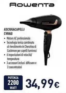 Unieuro Rowenta asciuga capelli CV8840 offerta
