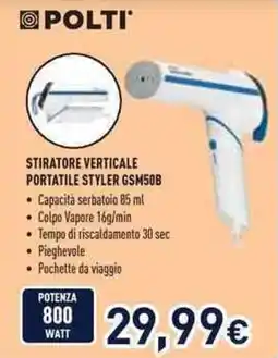 Unieuro Polti stiratore verticale portatile styler GSM50B offerta