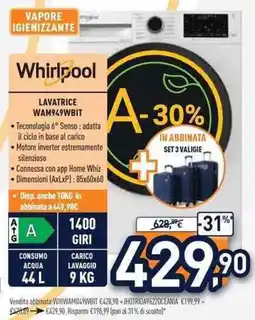 Unieuro Whirlpool lavatrice WAM949WBIT offerta