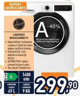 Unieuro Hoover lavatrice HPS494TAMB2111 offerta