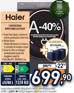 Unieuro Haier lavasciuga HWD120B14367GUIT offerta