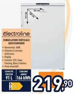 Unieuro Electroline congelatore verticale SDFE12SH5WE0 offerta