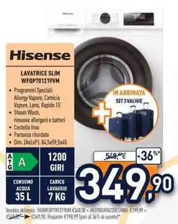 Unieuro Hisense lavatrice slim WFQP701219VM offerta