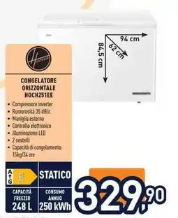 Unieuro Hoover congelatore orizzontale HOCH251EE offerta