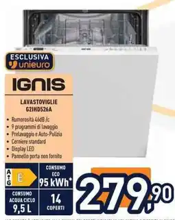 Unieuro Ignis lavastoviglie G21HD526A offerta