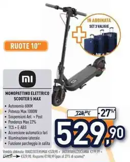 Unieuro Xiaomi monopattino elettrico scooter 5 max offerta