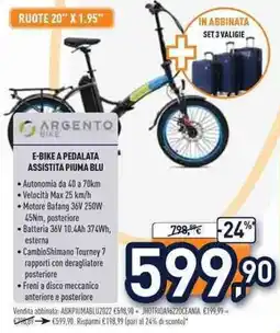 Unieuro Argento e-bike a pedalata assistita piuma blu offerta