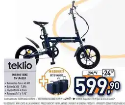 Unieuro Teklio micro e-bike TM1A6SLB offerta