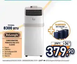 Unieuro Delonghi condizionatore portatile pac ES72 classic offerta