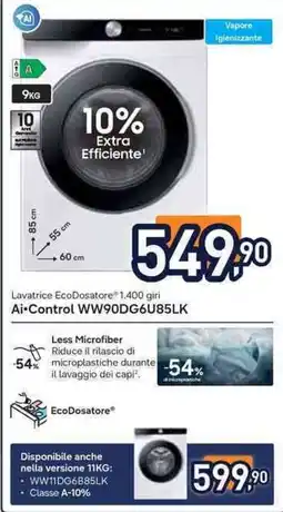 Unieuro Samsung ai-control WW90DG6U85LK offerta