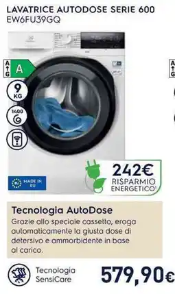 Unieuro Electrolux lavatrice autodose serie 600 EW6FU39GQ offerta