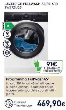 Unieuro Electrolux lavatrice fullwash serie 600 EW6FZU29 offerta