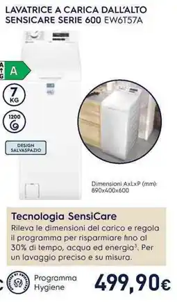 Unieuro Lavatrice a carica dall'alto sensicare serie 600 EW6T57A offerta