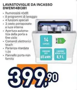 Unieuro Electroline lavastoviglie da incasso DWEM14BI3B1 offerta
