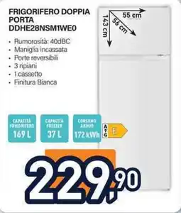 Unieuro Electroline frigorifero doppia porta DDHE28NSM1WEO offerta