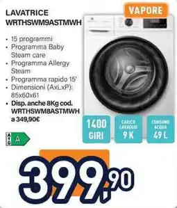 Unieuro Electroline lavatrice WRTHSWM9ASTMWH offerta