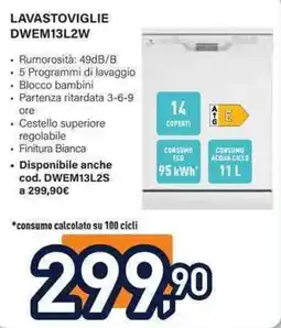 Unieuro Electroline lavastoviglie DWEM13L2W offerta