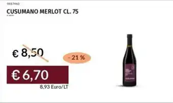 Prezzemolo e Vitale Cusumano merlot offerta