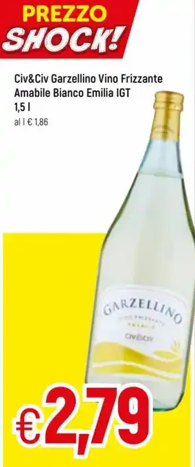 Famila Civ&Civ Garzellino Vino Frizzante Amabile Bianco Emilia IGT 1,5l offerta