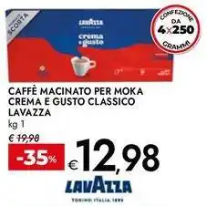 Bennet Caffè macinato per moka crema e gusto classico Lavazza offerta