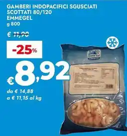 Bennet Gamberi indopacifici sgusciati scottati 80/120 Emmegel offerta