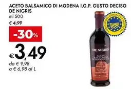 Bennet Aceto balsamico di modena i.g.p. gusto deciso De Nigris offerta