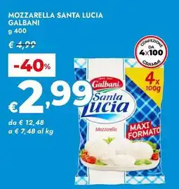 Bennet Mozzarella santa lucia Galbani offerta