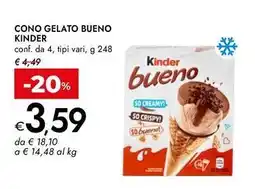Bennet Cono gelato bueno Kinder offerta