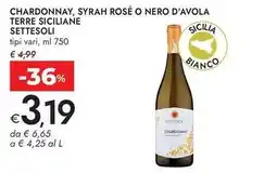 Bennet Chardonnay, syrah rosé o nero d'avola terre siciliane Settesoli offerta