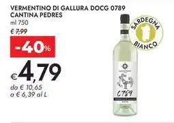 Bennet Vermentino di gallura docg 0789 cantina Pedres offerta