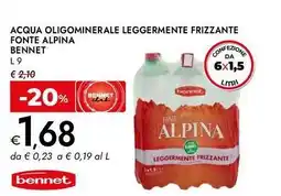 Bennet Acqua oligominerale leggermente frizzante fonte alpina Bennet offerta