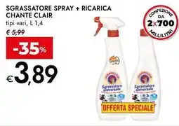 Bennet Sgrassatore spray + ricarica Chante clair offerta
