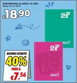 Bennet Smemoranda classica 16 mesi offerta
