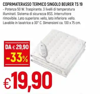 Famila Coprimaterasso Termico Singolo Beurer Ts 19 offerta