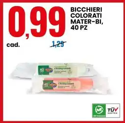 Eurospin BICCHIERI COLORATI MATER-BI, 40 PZ offerta