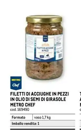 Metro Metro chef filetti di acciughe in pezzi in olio di semi di girasole offerta