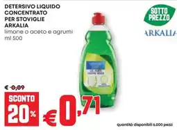 Pam Detersivo liquido concentrato per stoviglie Arkalia offerta