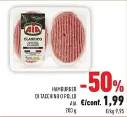 Conad Hamburger di tacchino o pollo AIA offerta