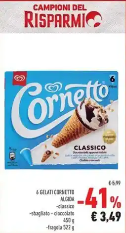 Conad 6 Gelati Cornetto Algida offerta