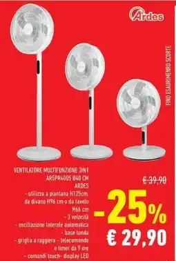 Conad Ventilatore multifunzione 3in1 AR5PR4005 40 CM ARDES offerta