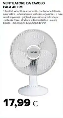 Tigre Ventilatore da tavolo pala 40 cm offerta