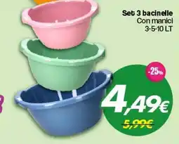 Franzy's Set 3 bacinelle Con manici offerta